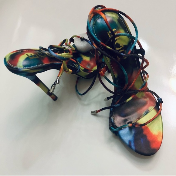 Multi Colored Strappy High Heels - Picture 2 of 4